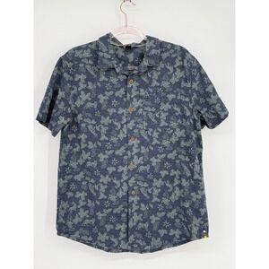 Sherpa Adventure Gear Mens Small Blue Green Tiger Floral Button Down Shirt Sz S
